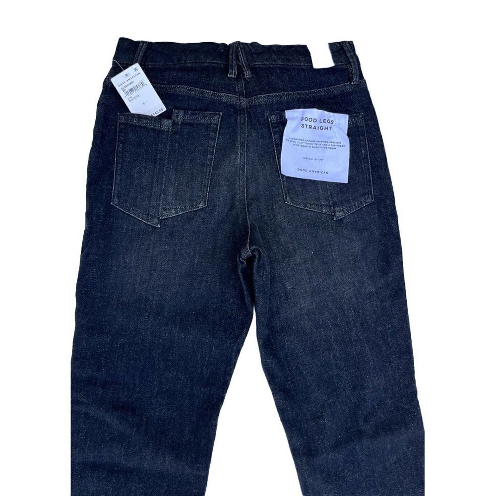 Good American Black Denim Good Legs Straight Cashmere Jeans - Picture 11 of 16